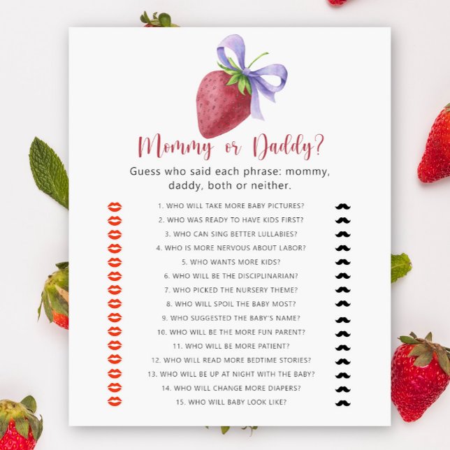 Strawberry - mummy or daddy baby shower game (Creator Uploaded)