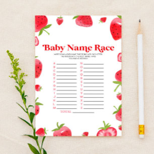 Strawberry Name Race Baby Shower Game Activity Stationery