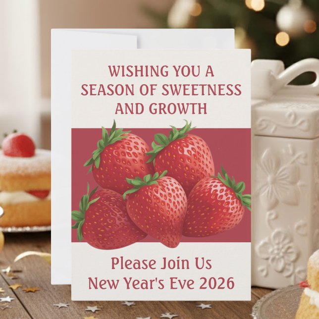 Strawberry New Year's Eve Berry Invitation (Creator Uploaded)