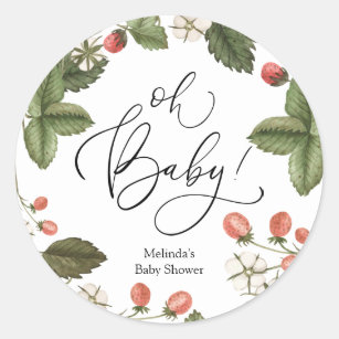 Strawberry Oh Baby Favour Classic Round Sticker