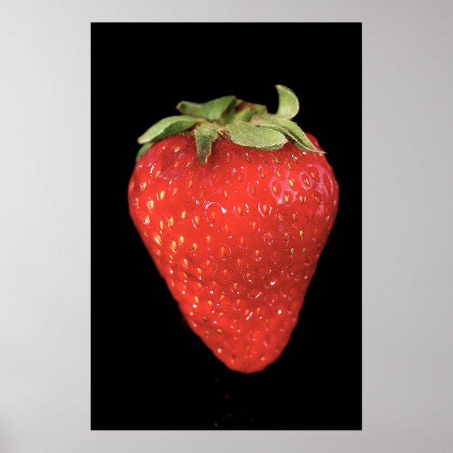 Strawberry on Black Photo Poster (Front)