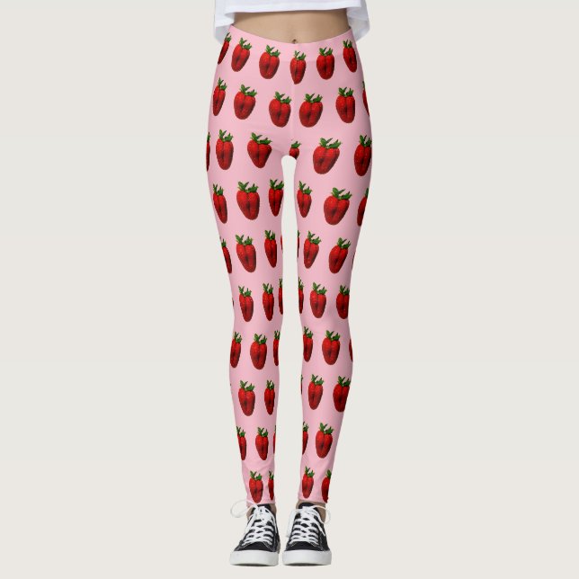 Strawberry on Pink Leggings (Front)