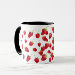 Strawberry on white background on a mug 