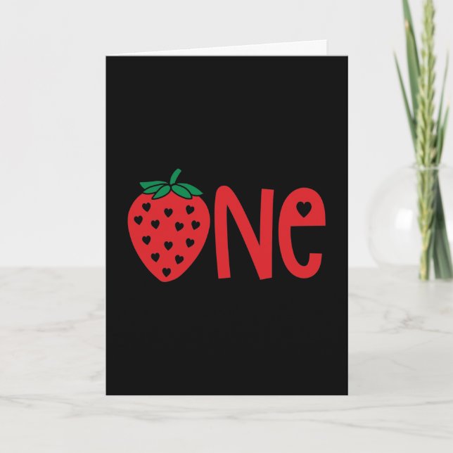 Strawberry One 1st Birthday Card (Front)