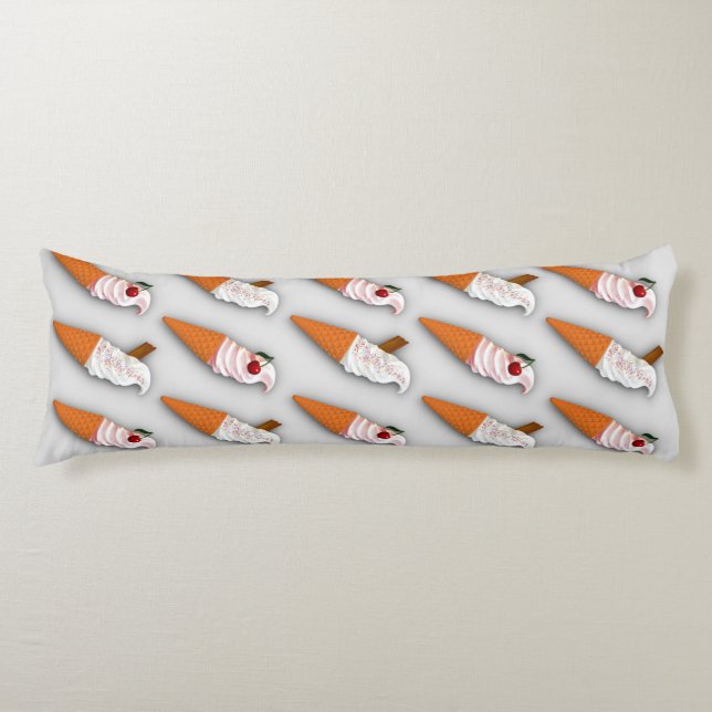 Strawberry or Vanilla? Grey Body Pillow (Front)
