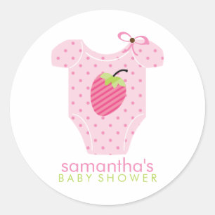 Strawberry Outfit Girl Baby Shower Classic Round Sticker
