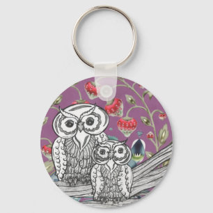 Strawberry Owls Key Ring
