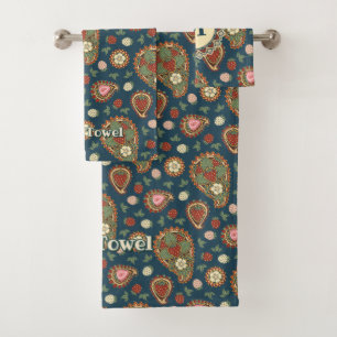 Strawberry Paisley Pattern Bath Towel Set