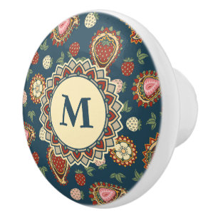 Strawberry Paisley Pattern Ceramic Knob