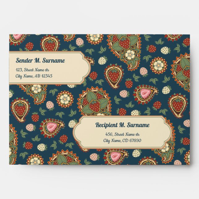 Strawberry Paisley Pattern Envelope (Front)