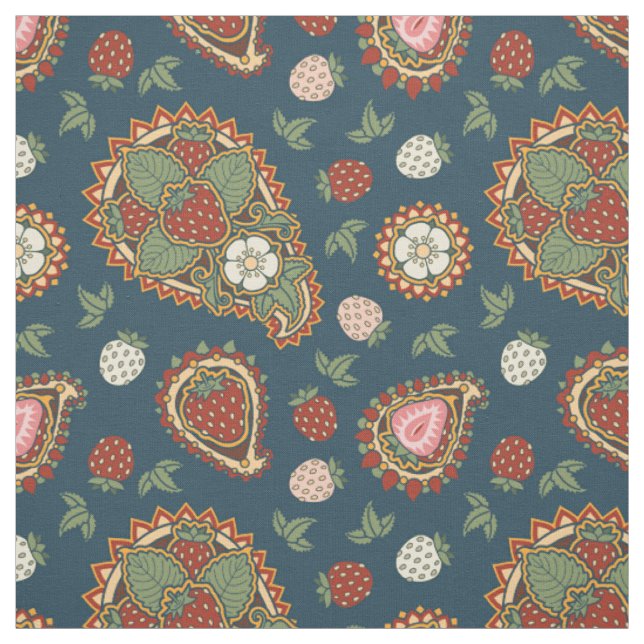 Strawberry Paisley Pattern Fabric (Swatch)