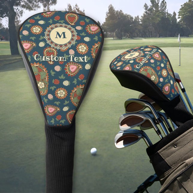 Strawberry Paisley Pattern Golf Head Cover (Creator Uploaded)