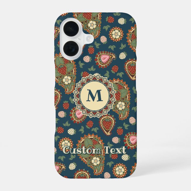 Strawberry Paisley Pattern iPhone 16 Case (Back)