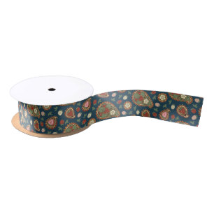Strawberry Paisley Pattern Satin Ribbon
