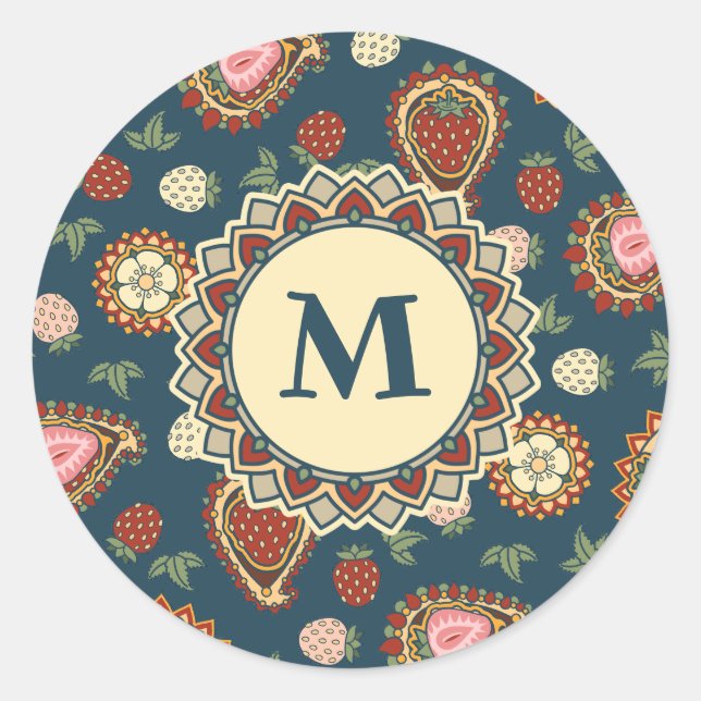 Strawberry Paisley Pattern Sticker (Front)