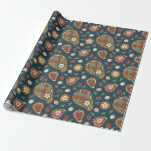 Strawberry Paisley Pattern Wrapping Paper