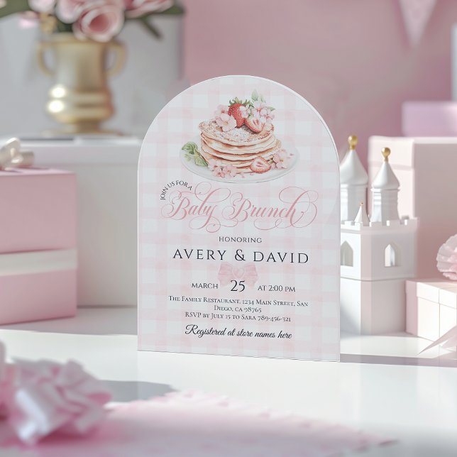 Strawberry Pancake Baby Brunch Baby Shower Girl Invitation (Creator Uploaded)