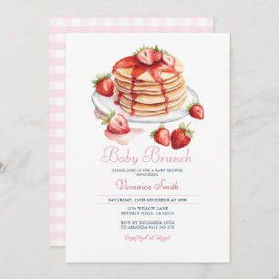 Strawberry Pancake Baby Brunch Baby Shower  Invitation