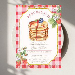 Strawberry Pancake Baby Shower Brunch  Invitation