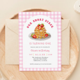 Strawberry Pancake Breakfast Birthday Party Invitation