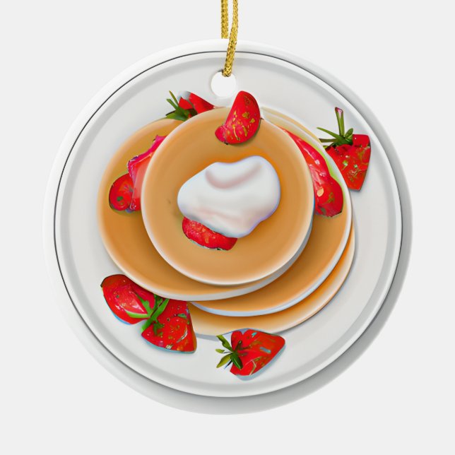 Strawberry Pancakes Pun Flirty Christmas  Ceramic Tree Decoration (Front)