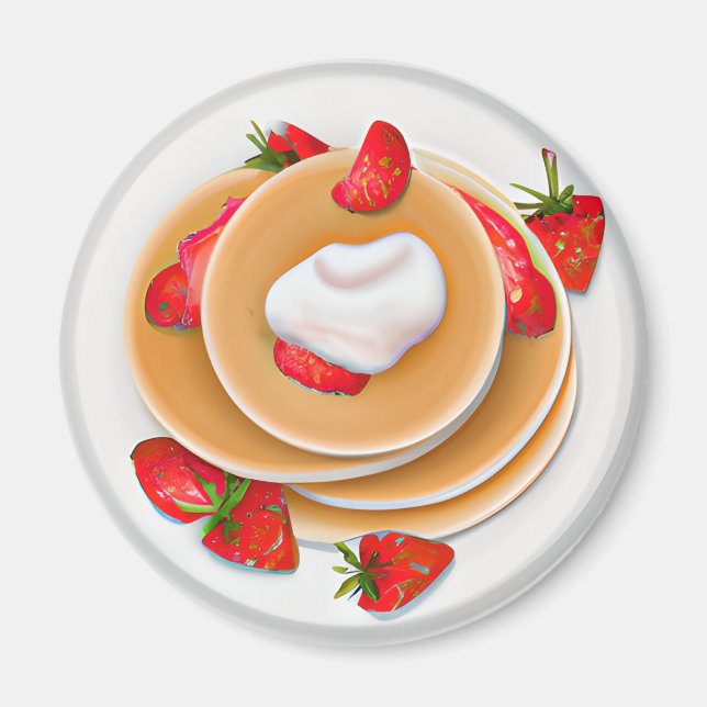 Strawberry Pancakes with Syrup Food Magnet (Front)