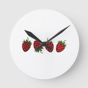 Strawberry Panel Round Clock