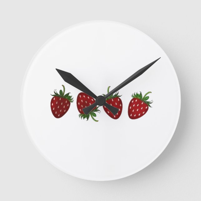 Strawberry Panel Round Clock (Front)