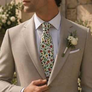 Strawberry & Pansy Floral Tie