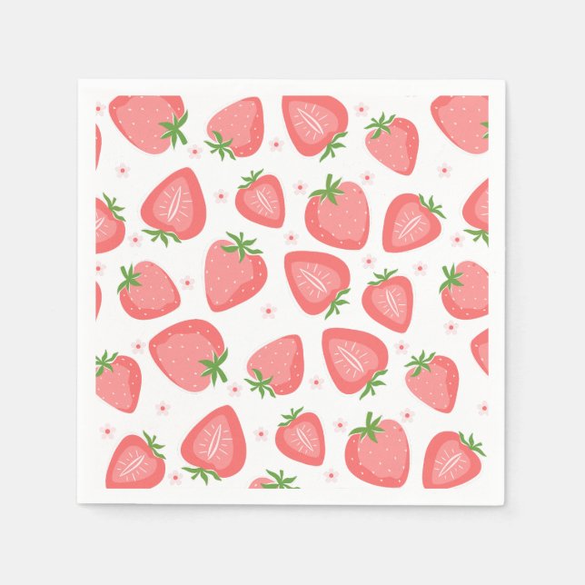 Strawberry Paper Napkins Berry First Birthday (Front)