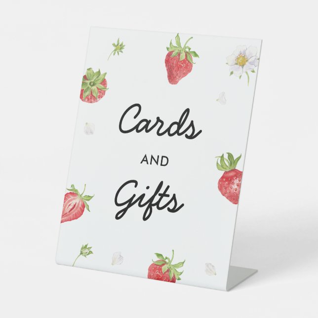 Strawberry Party Cards and Gifts Table Sign (Front)