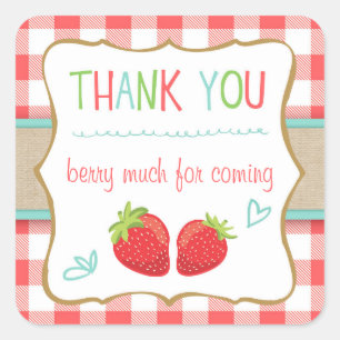 Strawberry Party Favour Tags Thank You Sticker