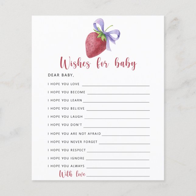 Strawberry - Party game | wishes for baby (Front)