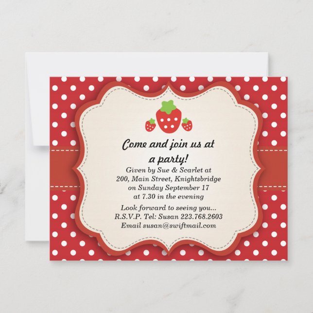 Strawberry Party Invitation (Front)