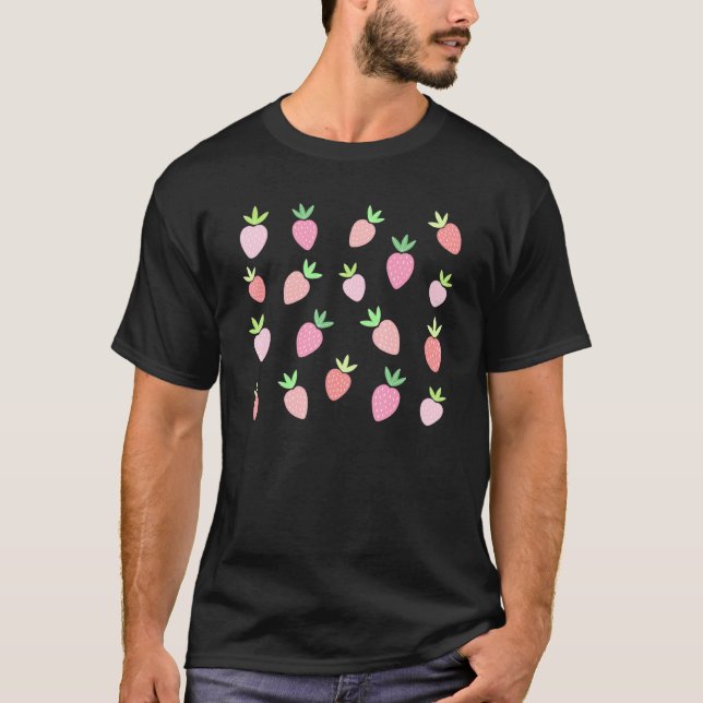 Strawberry Pastel Things Strawberry Pattern T-Shirt (Front)