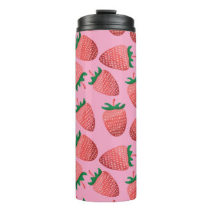 Strawberry Pastel: Vintage Sweetness Thermal Tumbler