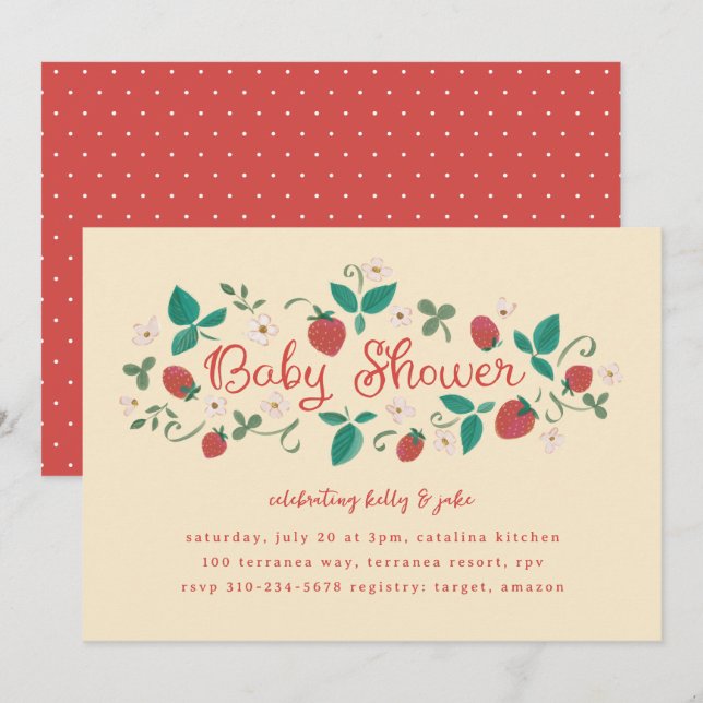 Strawberry Patch Baby Shower Invitation (Front/Back)