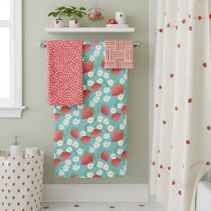 Strawberry Patch blue skies Bath Towel Set