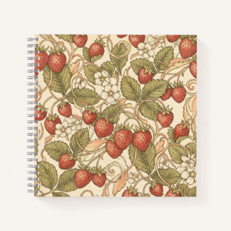 Strawberry Patch Cottagecore Print Notebook