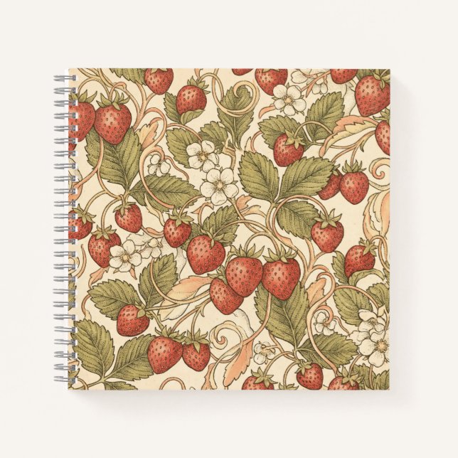 Strawberry Patch Cottagecore Print Notebook (Front)