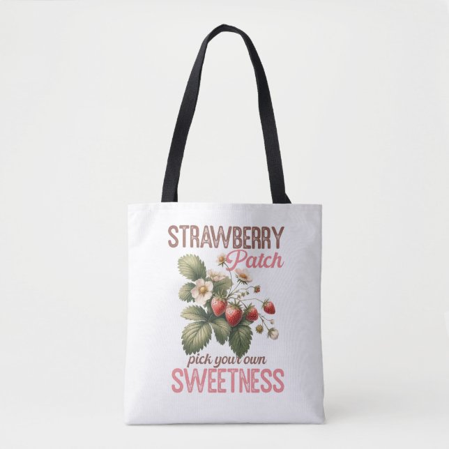 Strawberry Patch Vintage Strawberry Fruits Design Tote Bag (Front)