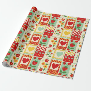 Strawberry Patchwork Picnic Wrapping Paper