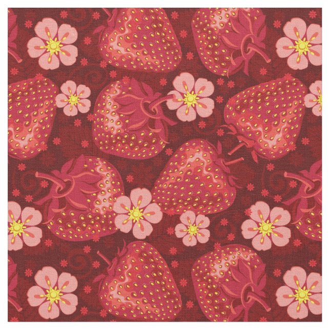 Strawberry Pattern 2 2 Fabric (Close Up)
