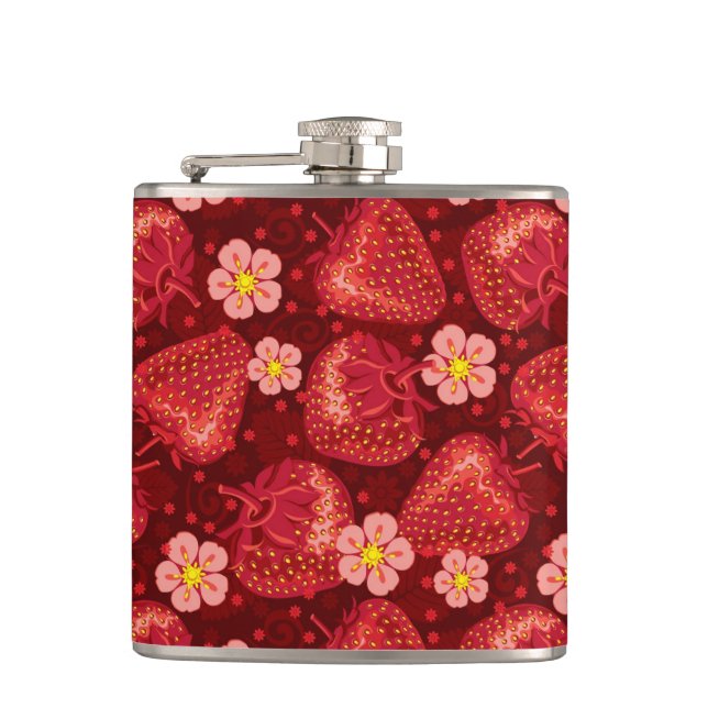 Strawberry Pattern 2 2 Hip Flask (Front)