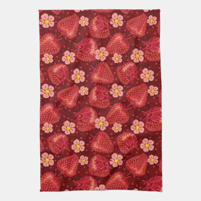 Strawberry Pattern 2 2 Tea Towel (Vertical)