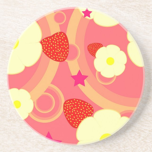 Strawberry Pattern 2 Coaster (Front)