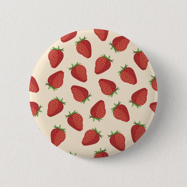 Strawberry pattern 6 cm round badge (Front)