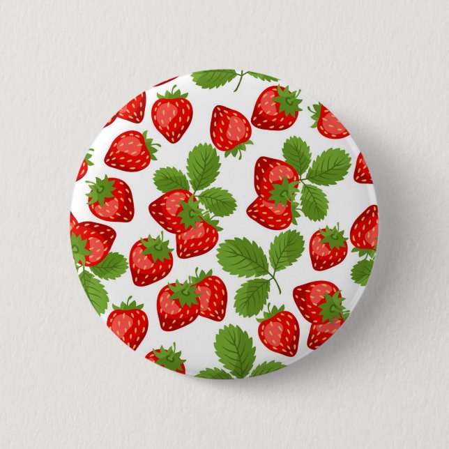 Strawberry pattern 6 cm round badge (Front)