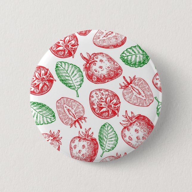 Strawberry pattern 6 cm round badge (Front)