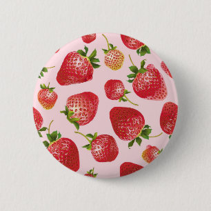 Strawberry pattern 6 cm round badge